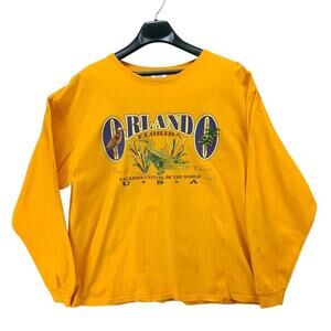 Womens Vintage Graphic Long Sleeve Tourist Shirt size L Large Orlando Florida